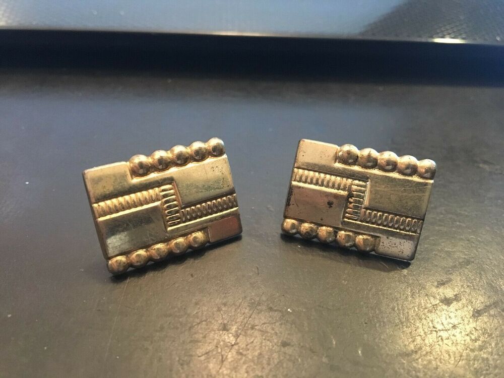 VTG Anson Cufflink Set, Gold Tone Etched Design
